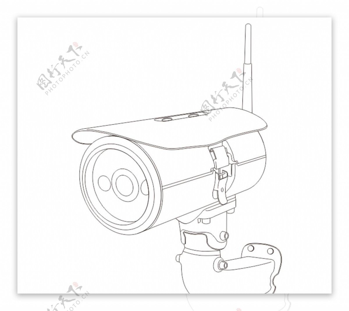 户外防水摄像头线描图片