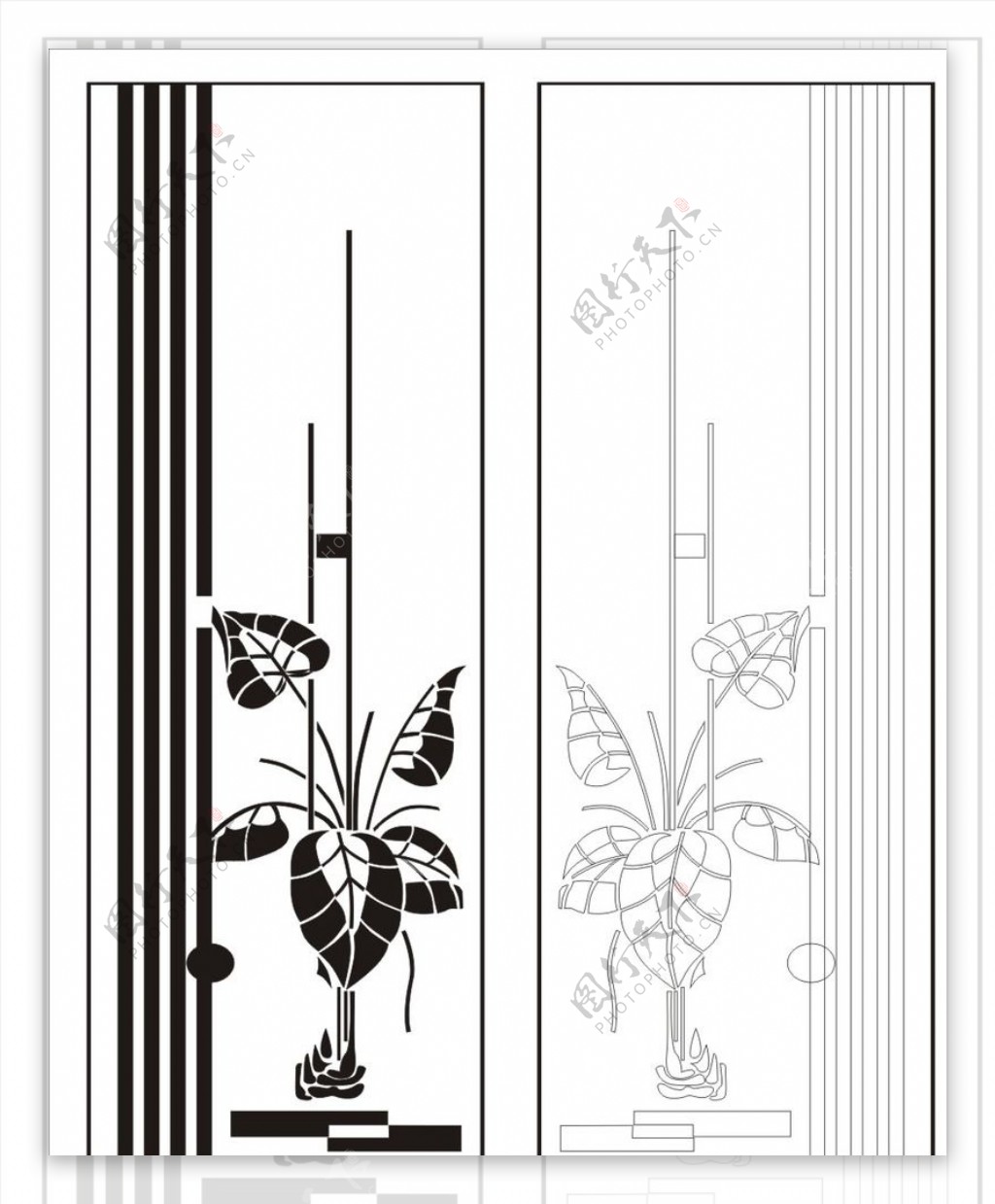 室内植物移门图片