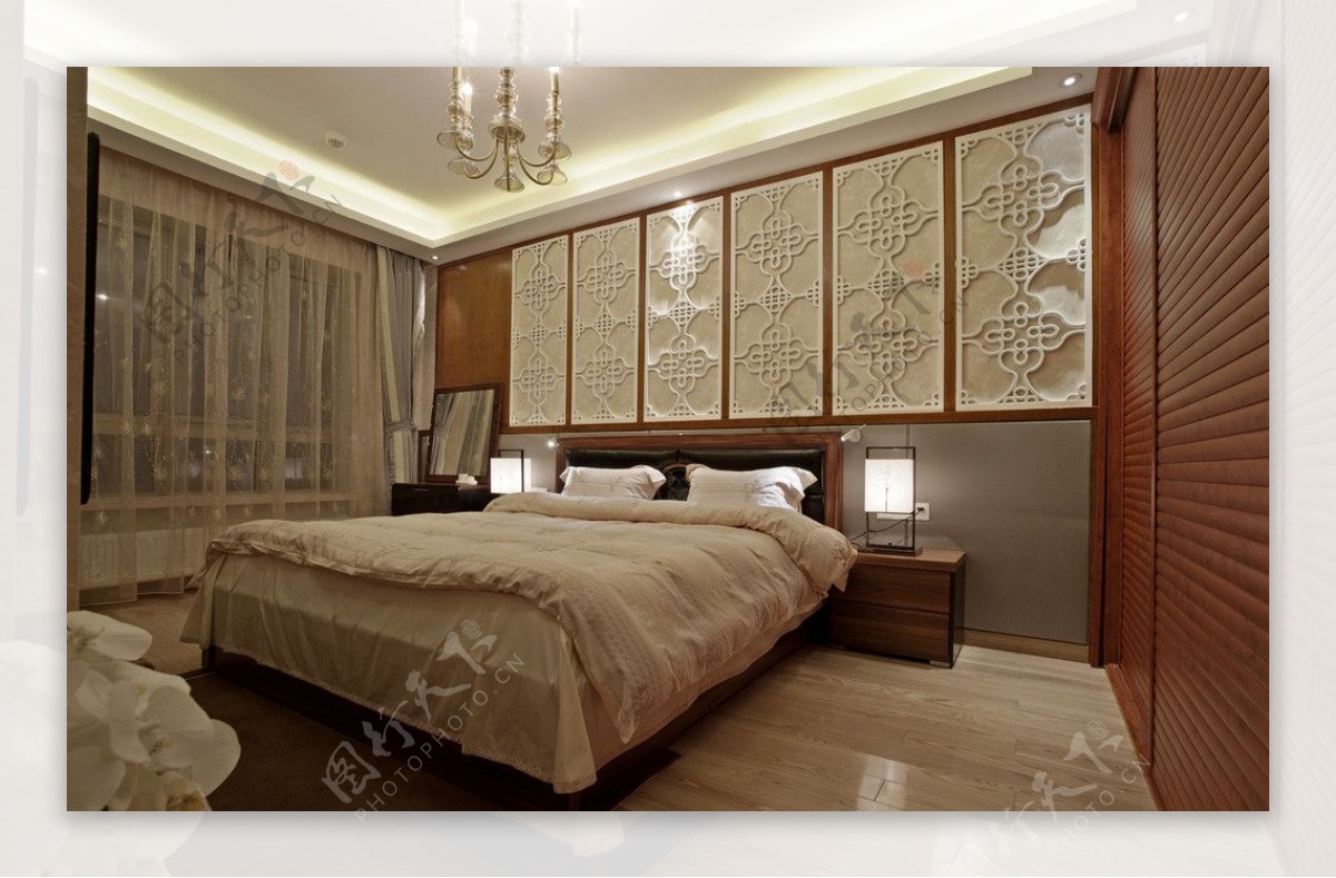 中式样板房卧室图片