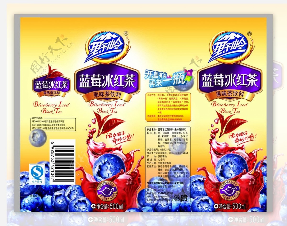 蓝莓茶饮料包装设计图片