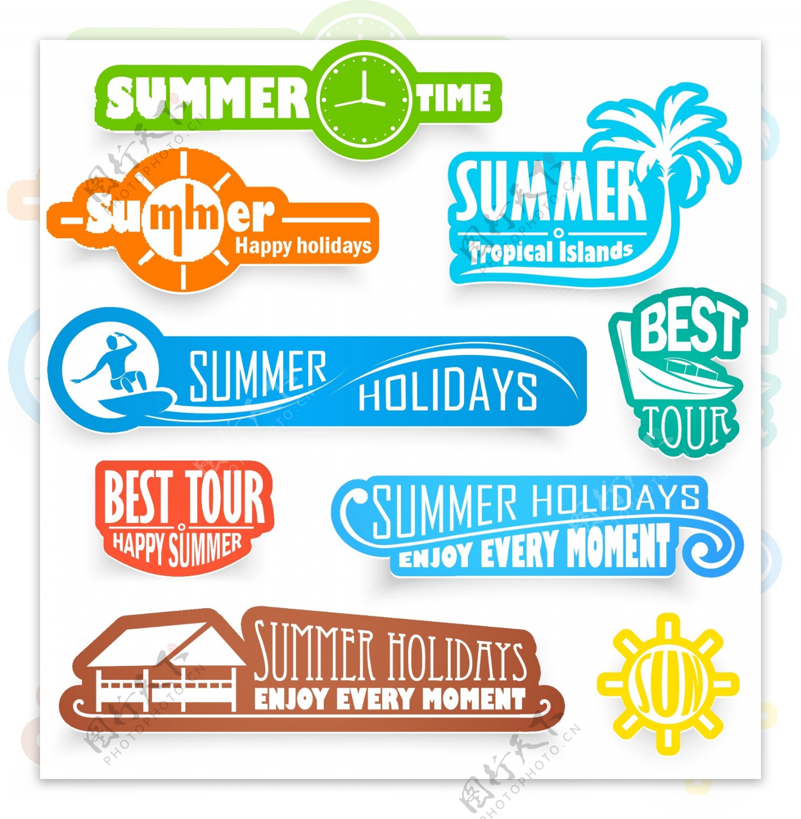 夏季旅游休闲度假标签图片