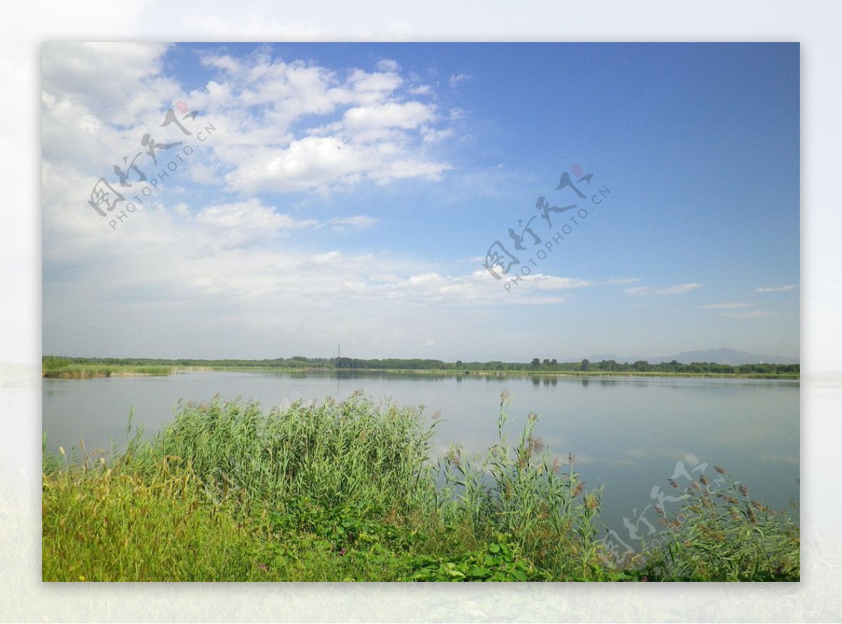蓝天白云野鸭湖图片