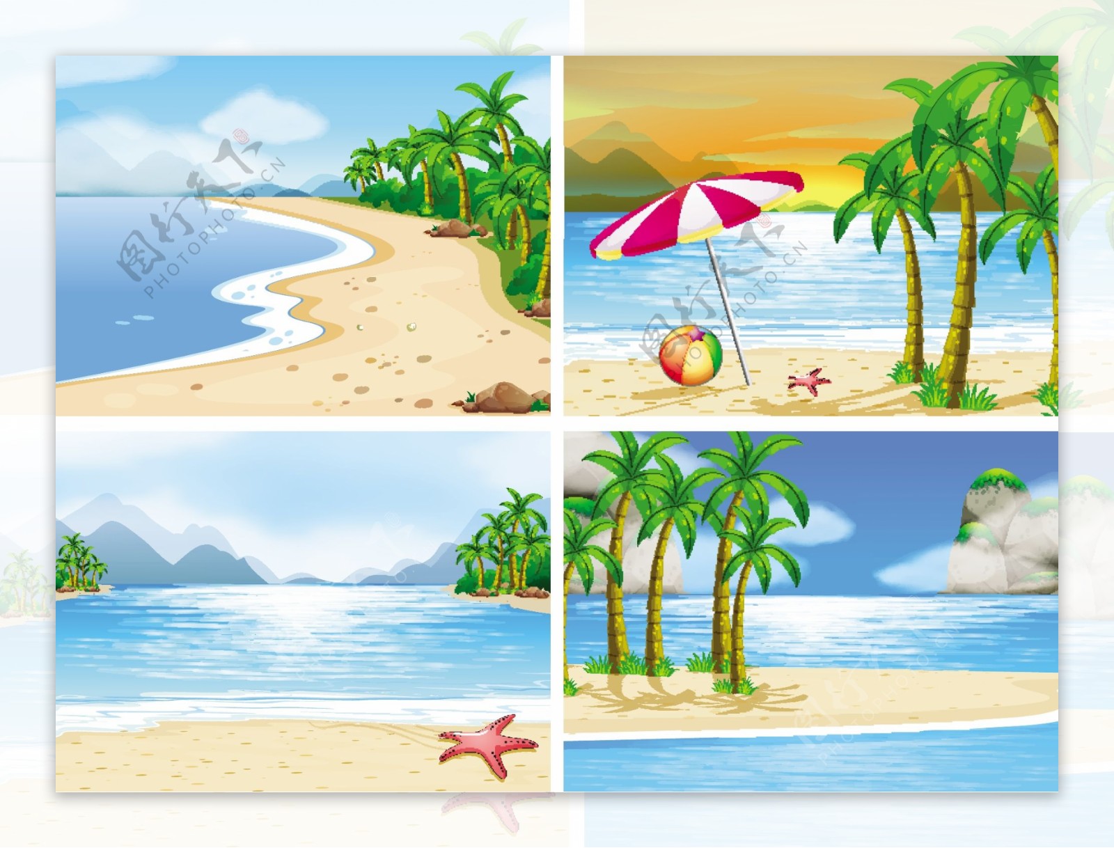 夏季沙滩插画图片