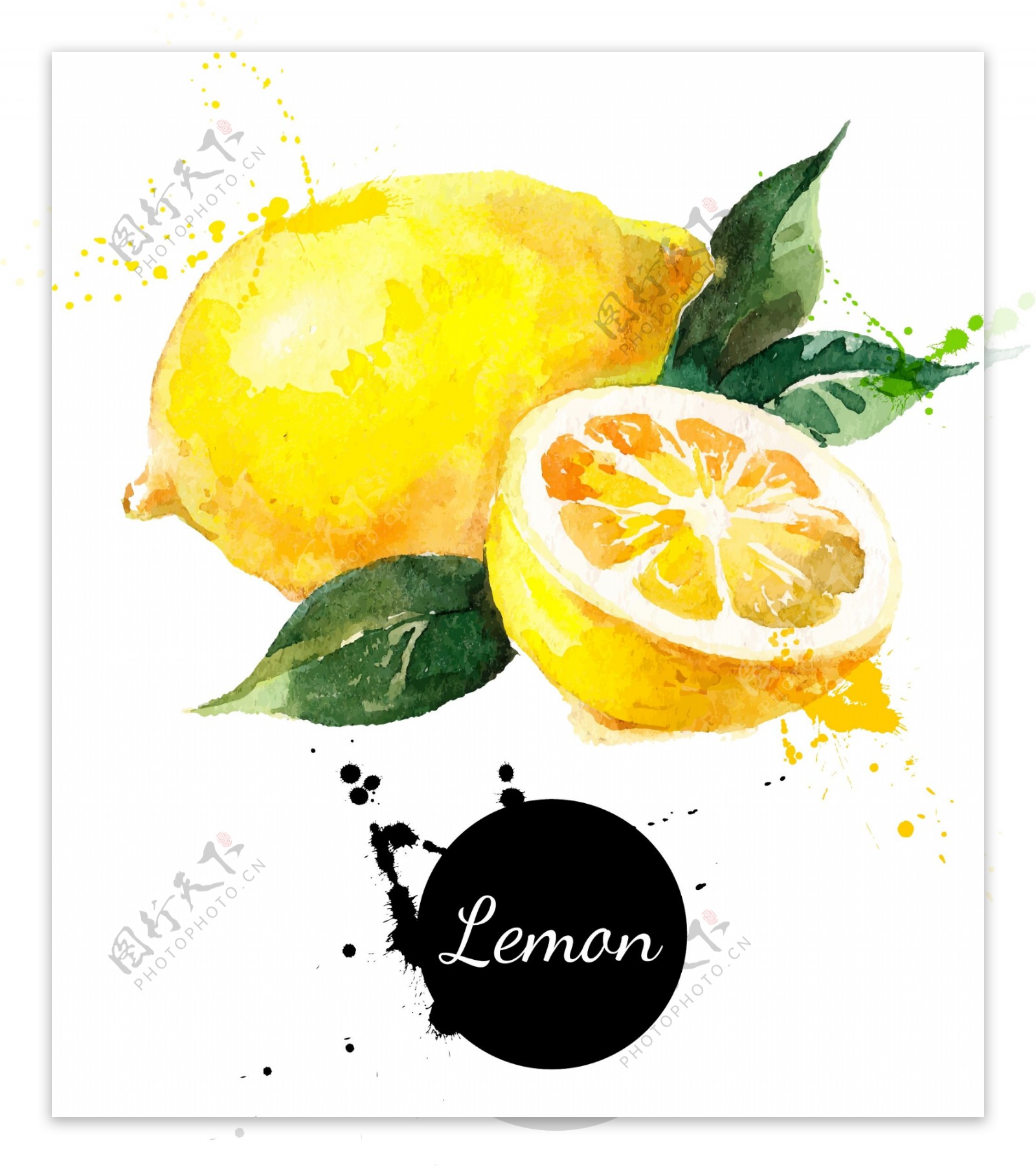 手绘水彩柠檬背景图片