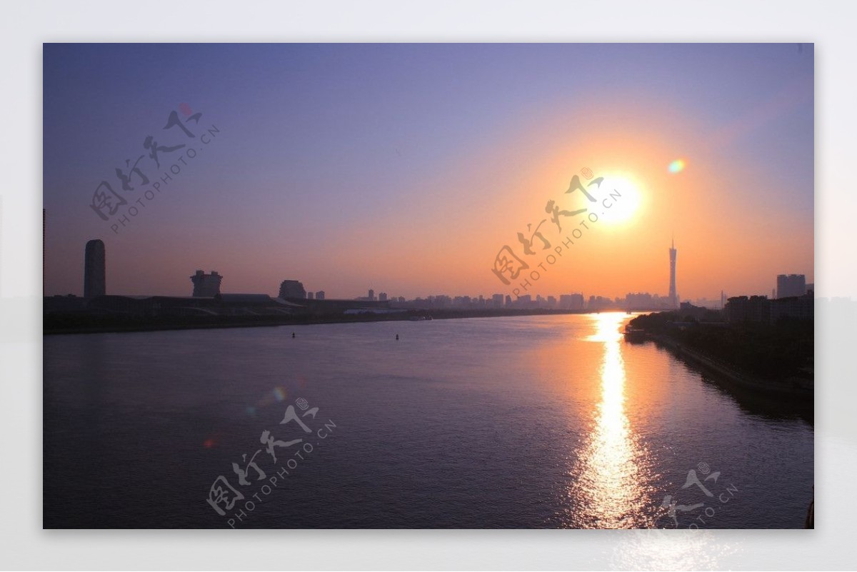 广州珠江日落图片
