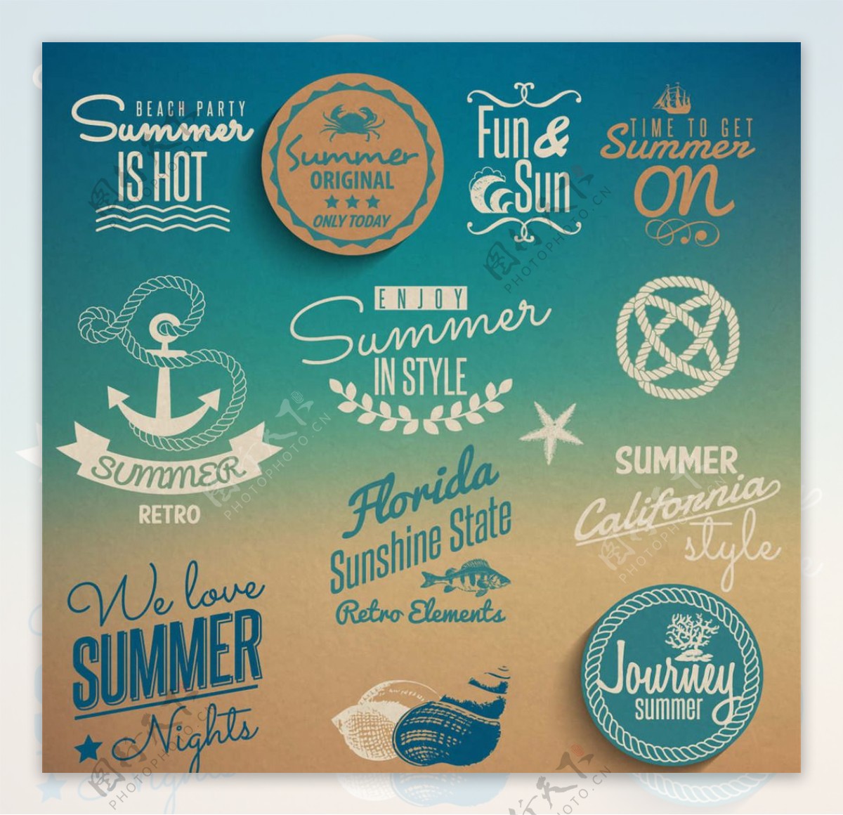 夏季旅游设计图标图片