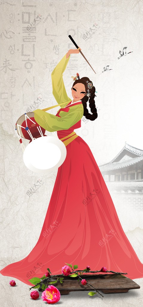韩国美女风景海报图片