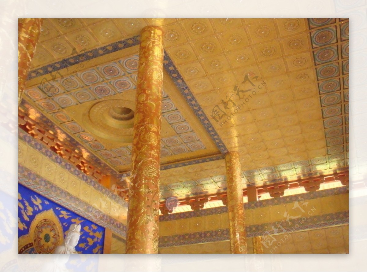 北京佛堂设计之佛堂大厅仰视图图片