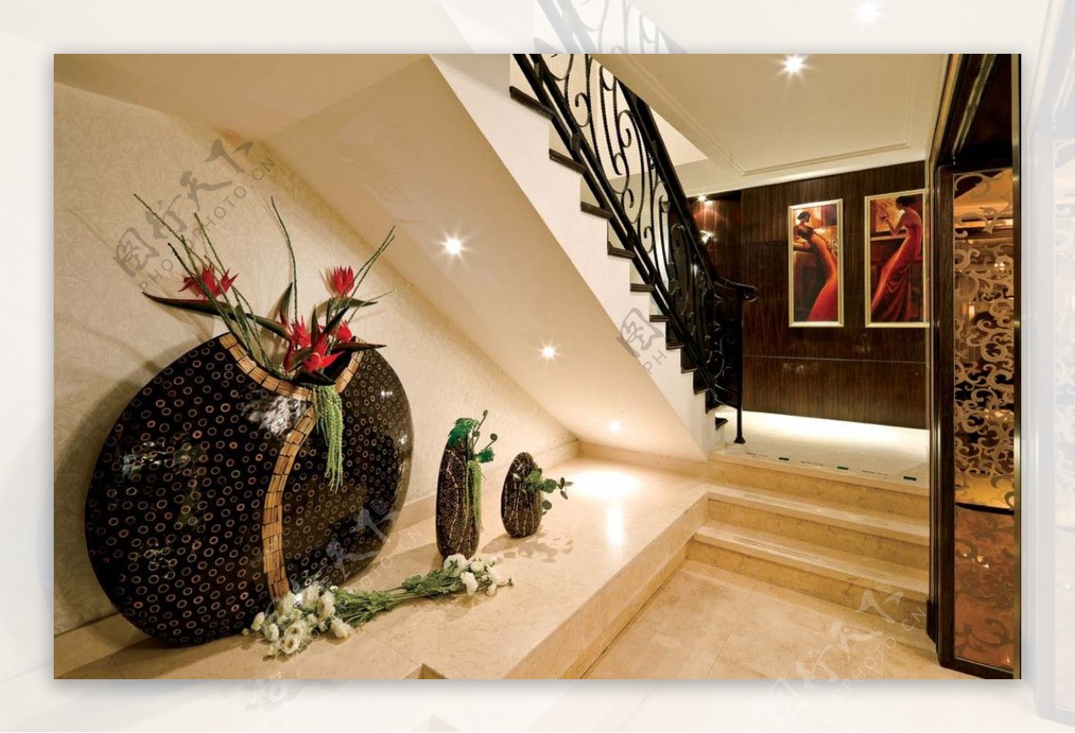 古典样板房客厅楼梯图片