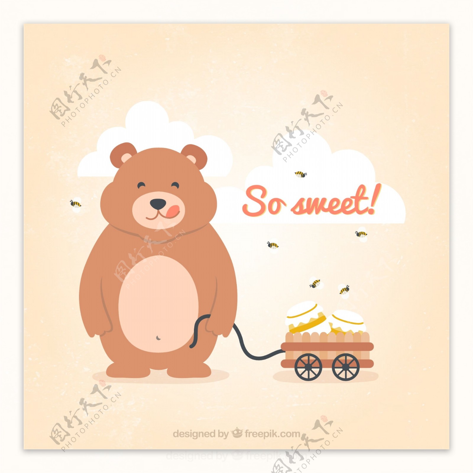 拉蜂蜜罐车的熊图片