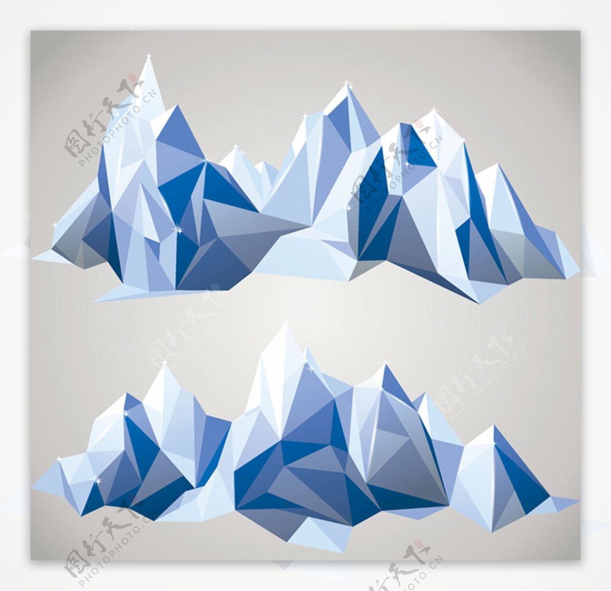 多边形拼接冰山矢量素材图片
