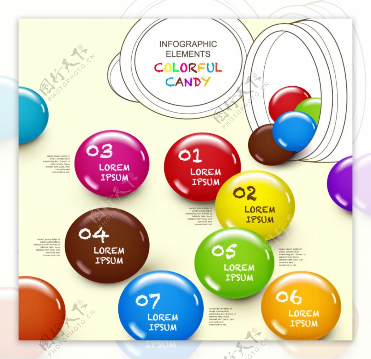 彩色巧克力豆信息图图片