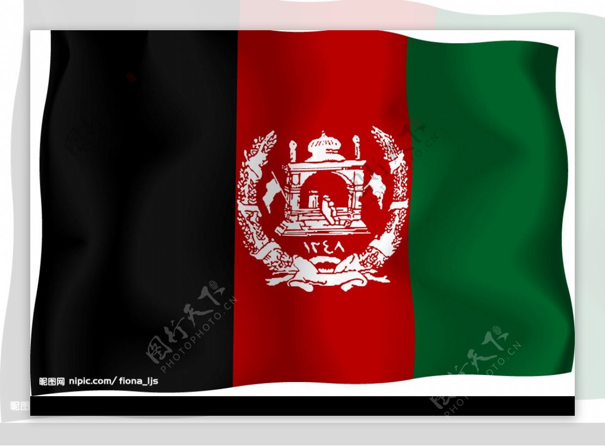 阿富汗矢量飘动国旗图片