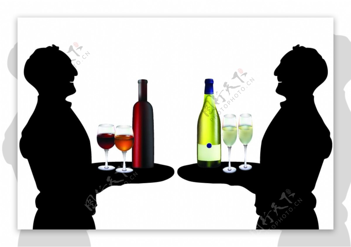 红酒人物剪影酒瓶素图片