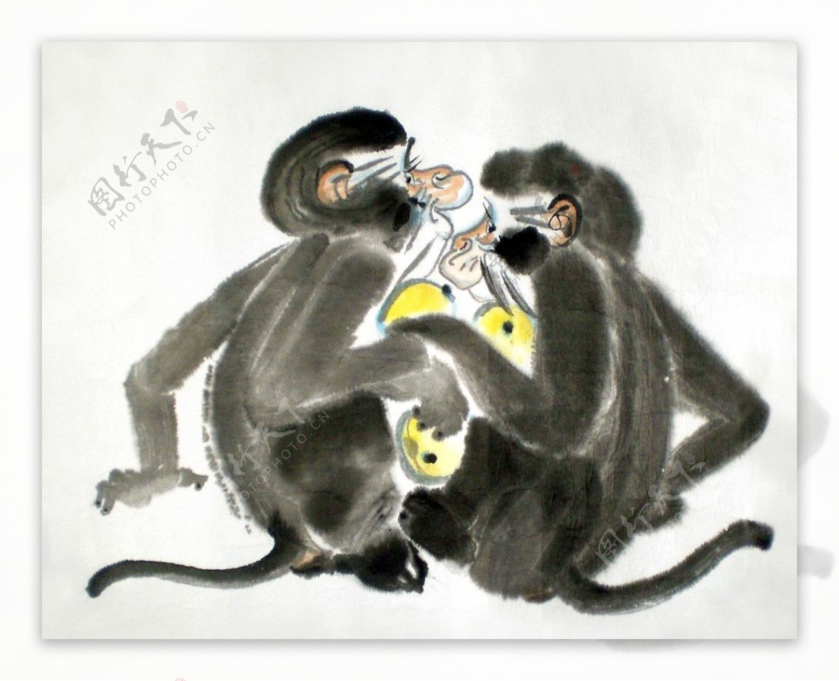 双猴偷果图图片