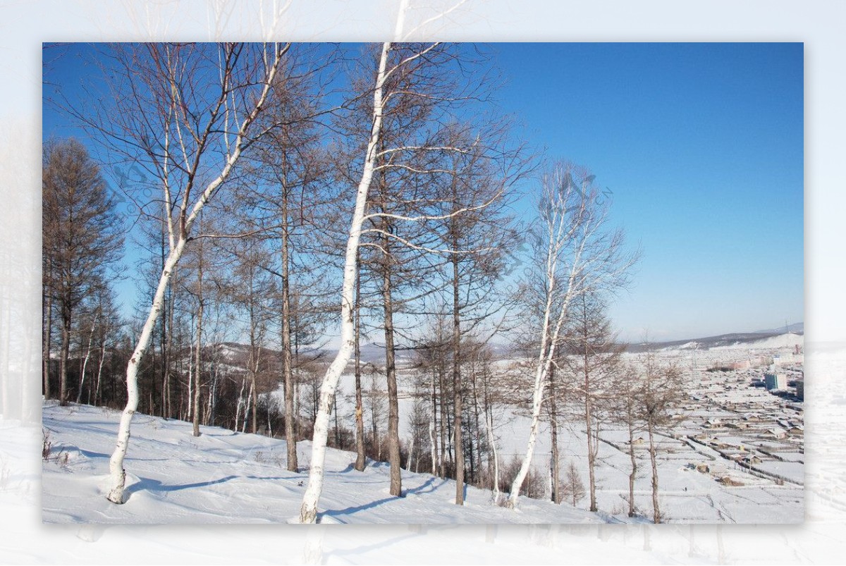 根河五峰山冬天雪景图片