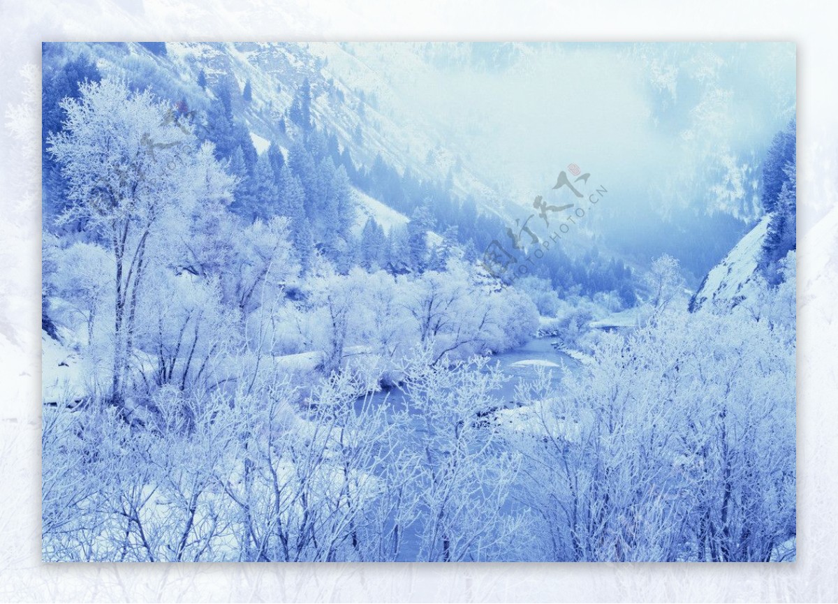 高清银装素裹山地雪景图图片