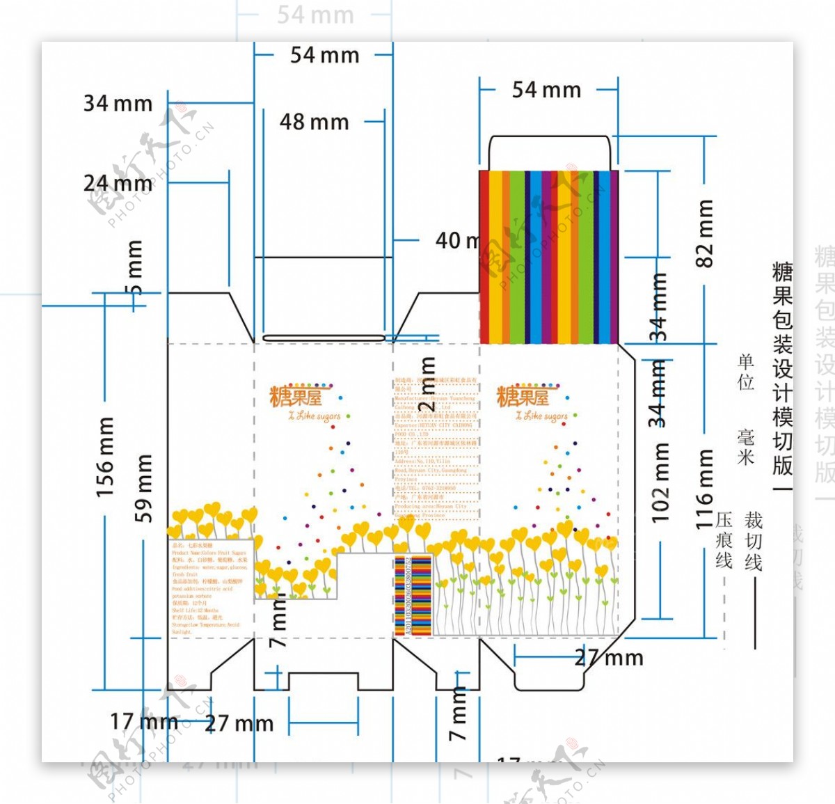 糖果包装盒PSD设计素材图片