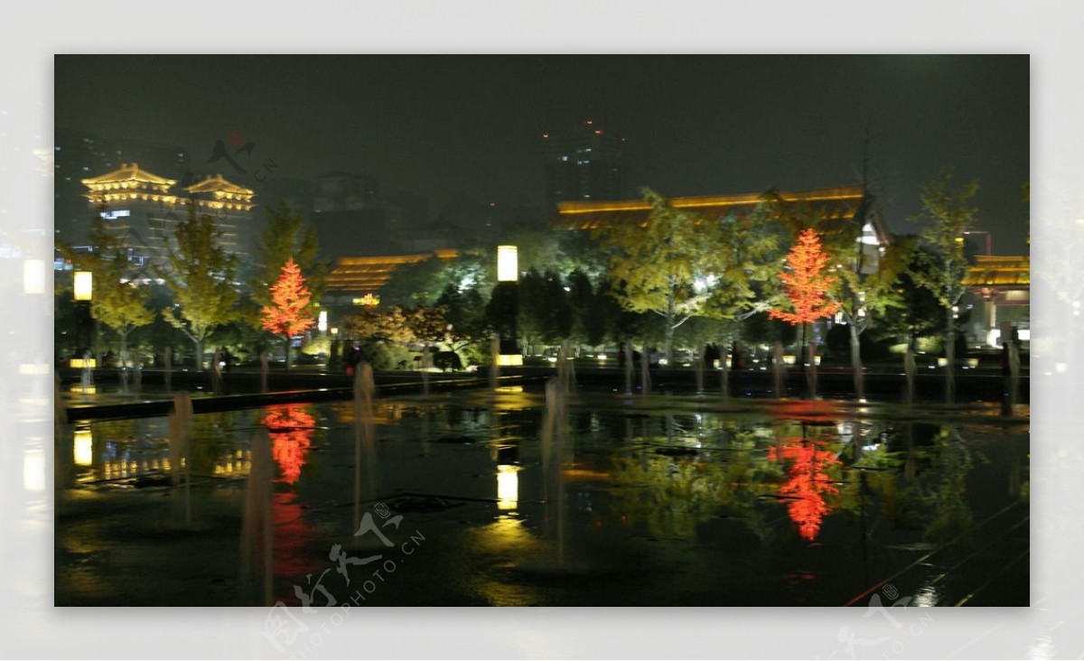 中国夜景水舞景观图片