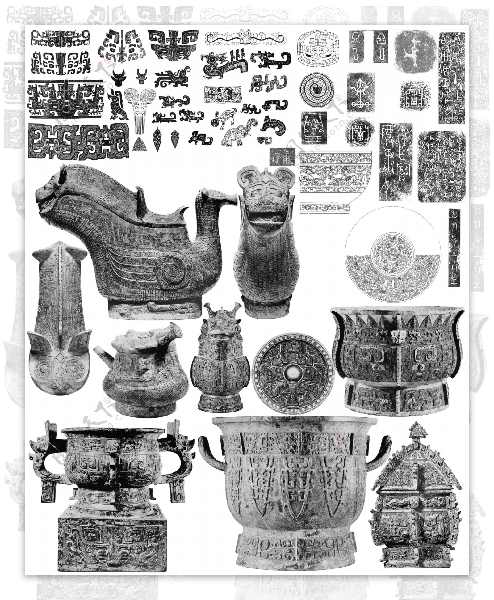 中国古代青铜器铭文图案PSD图片