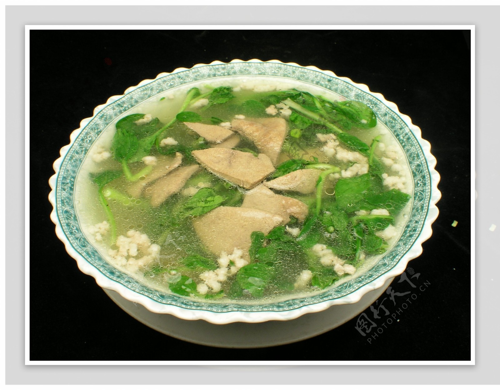 肉沫猪肝青菜汤图片