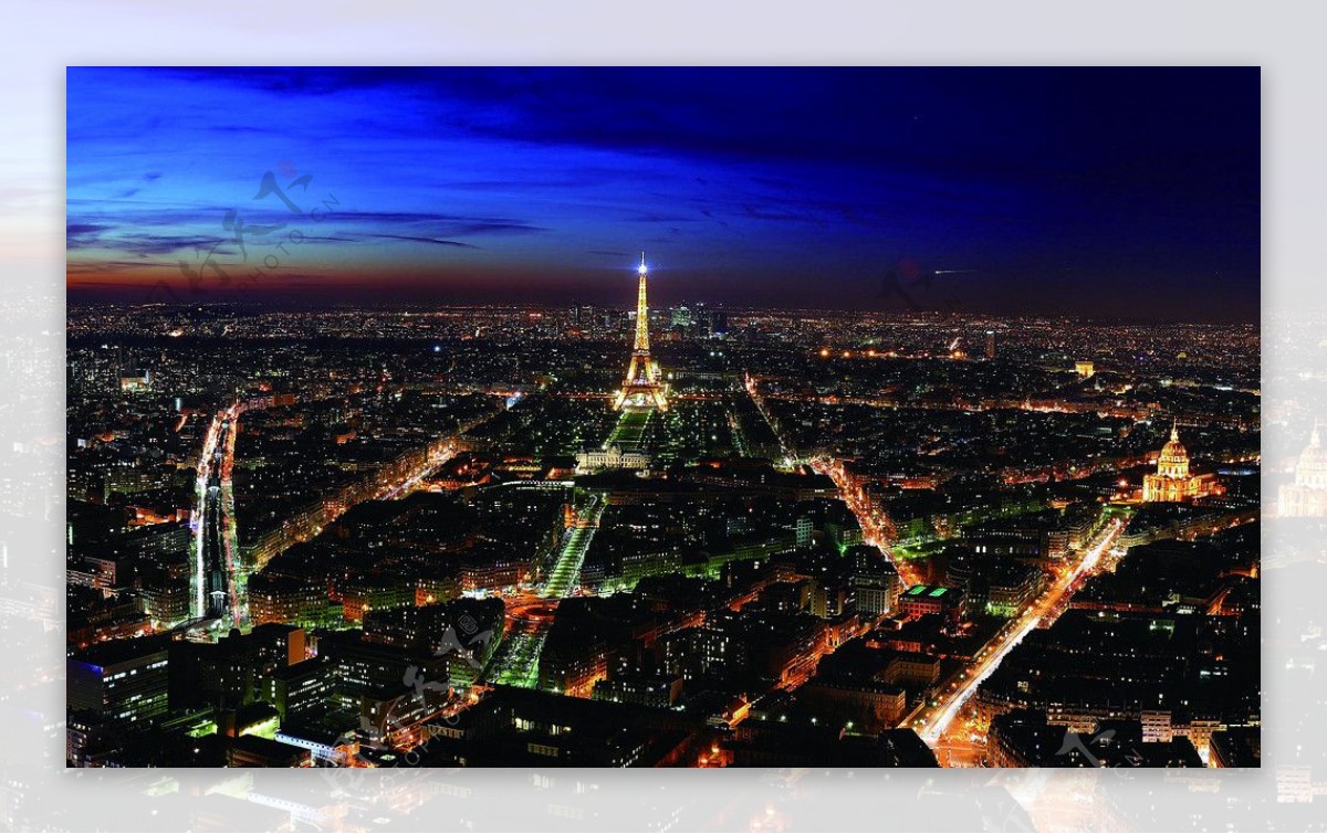 法国城市夜景图片