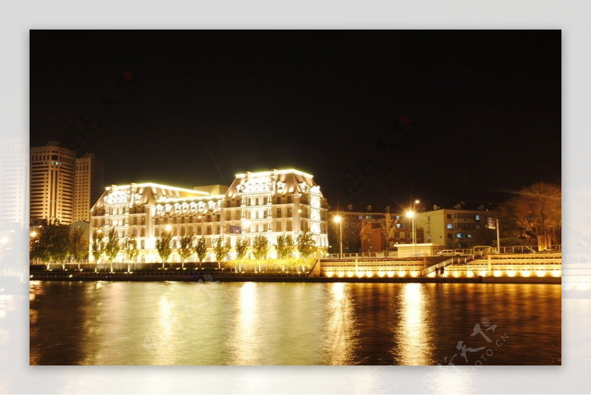 天津特色建筑海河夜景图片