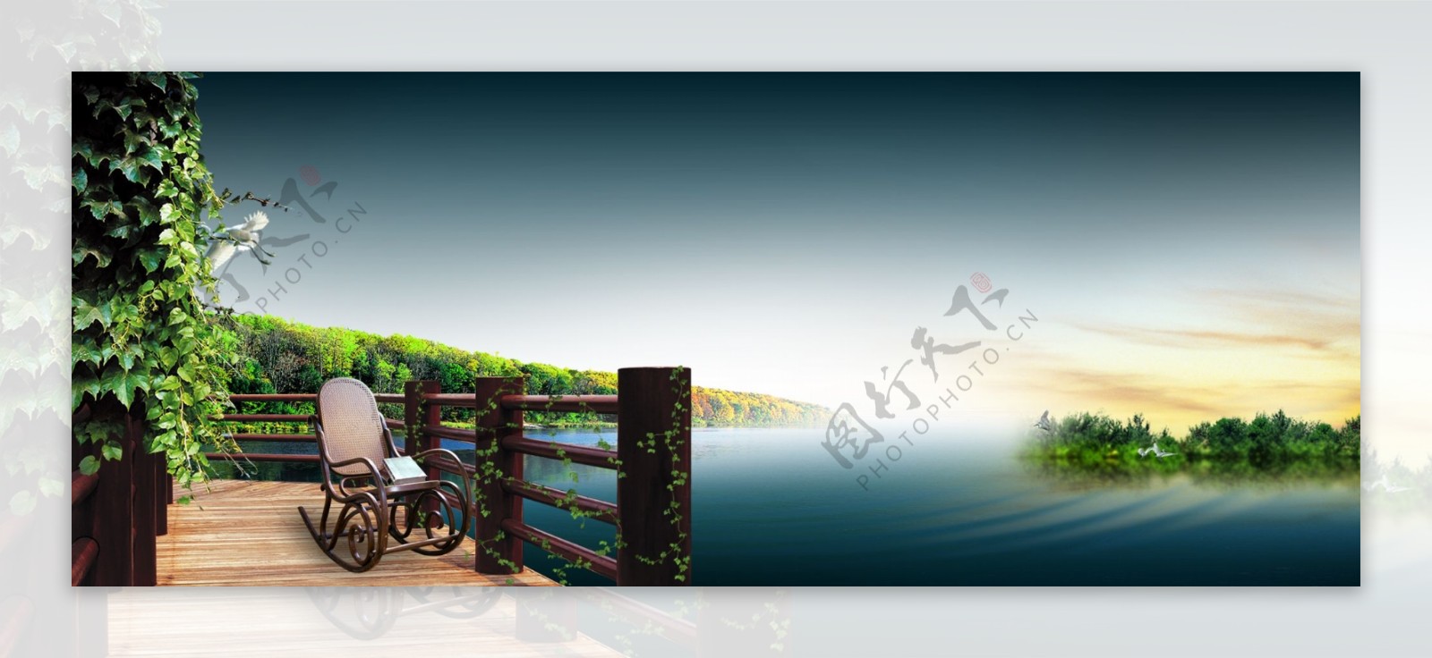 栈桥湖面素材图片