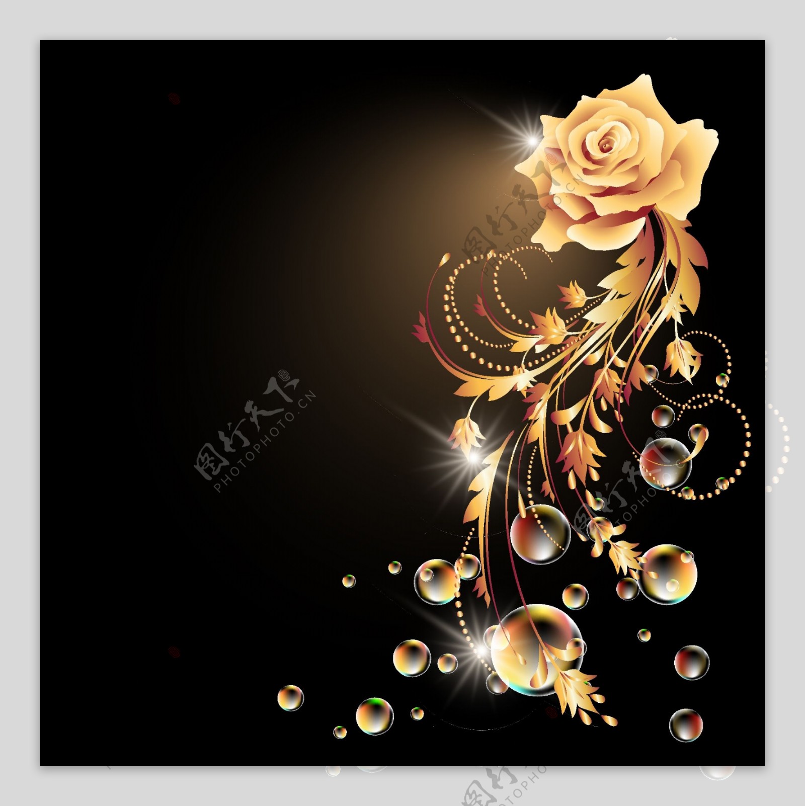 金色花纹花卉图片