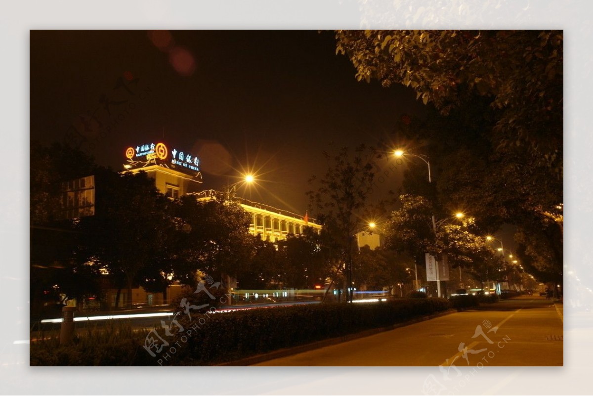 滁州中国银行夜景图片