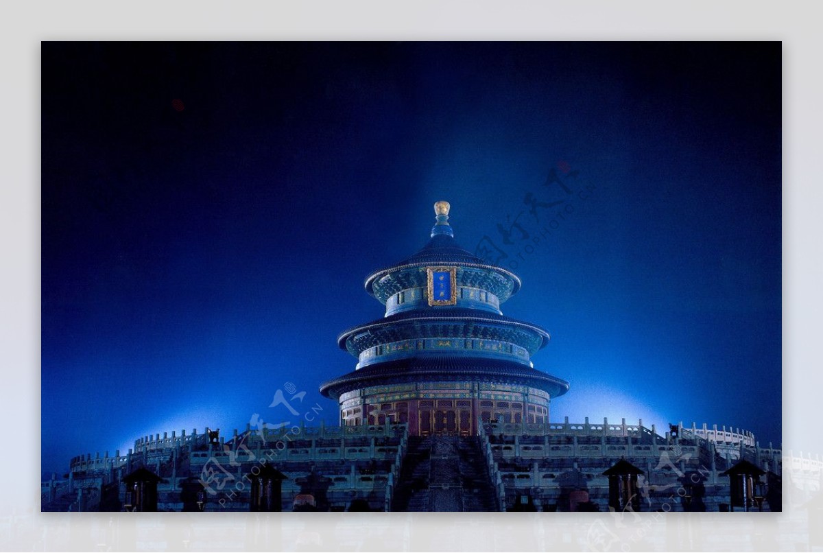 中国景点天坛祈年殿夜景图片