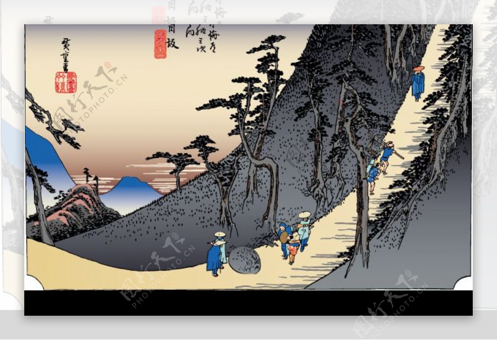 日本浮仕绘与彩绘风景和人物图片