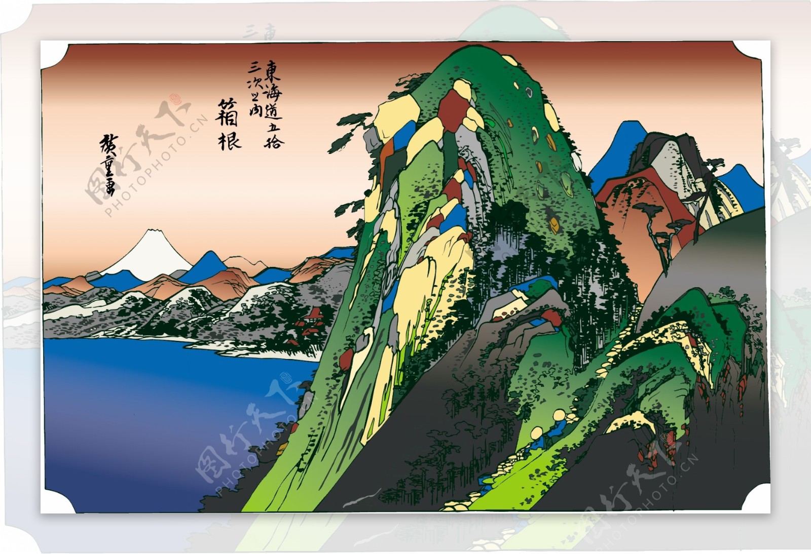 日本浮仕绘与彩绘风景和人物图片