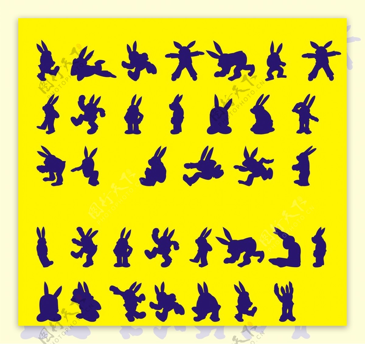 单色兔子矢量图图片