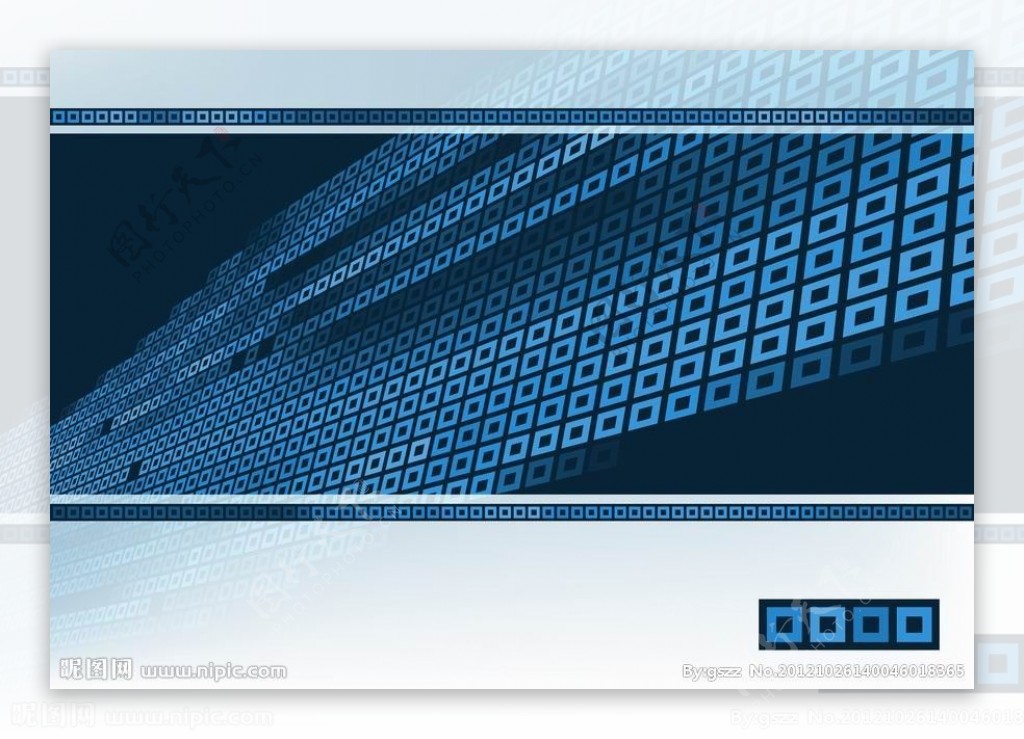 蓝色密集方框商务科技背景图片
