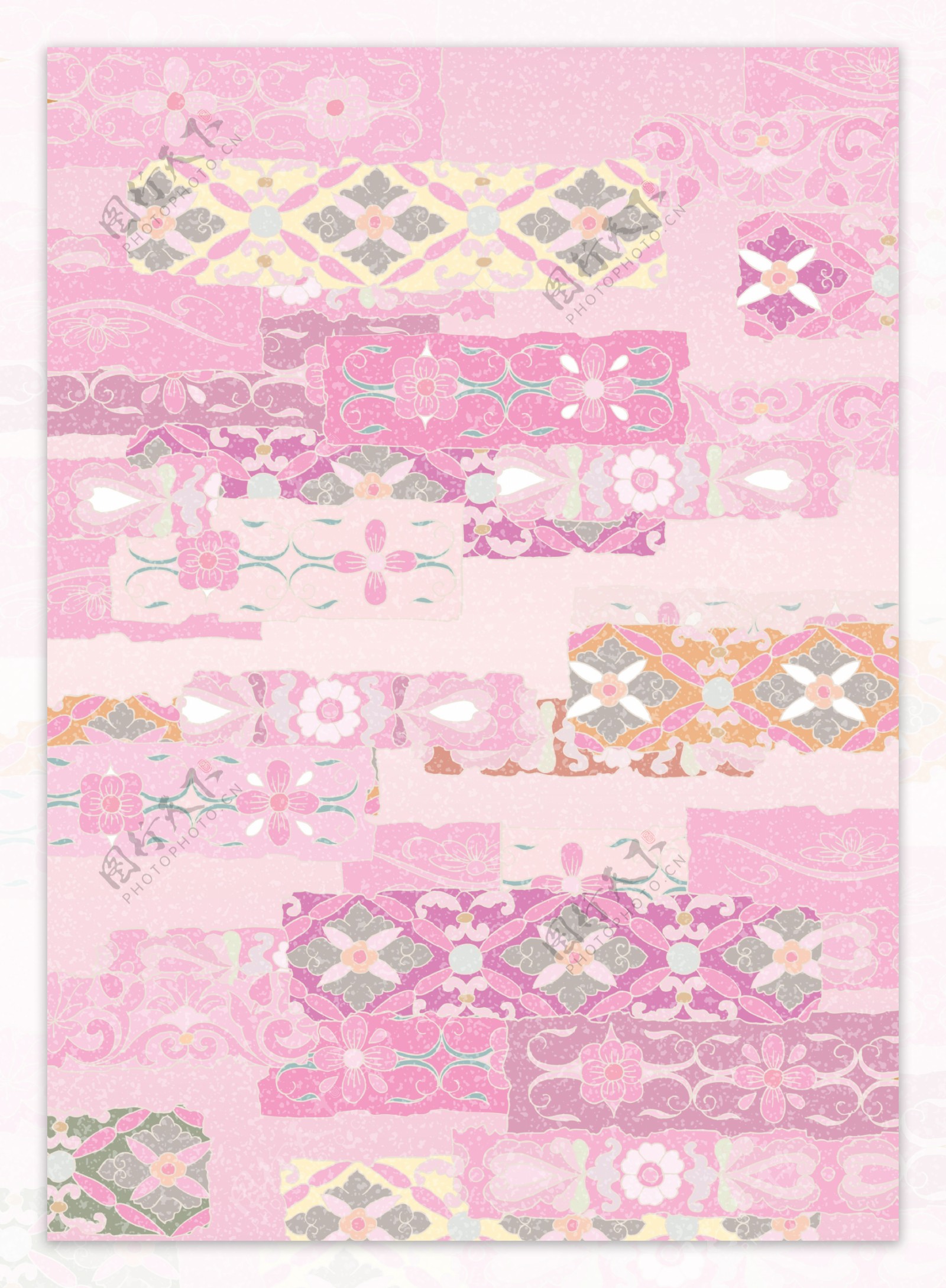日式粉色条形花饰底纹图片