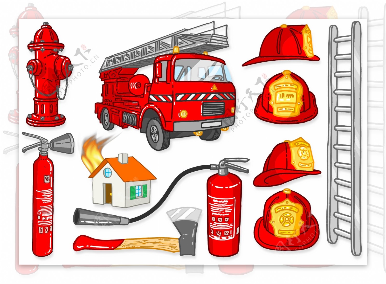 消防用具培训矢量图图片