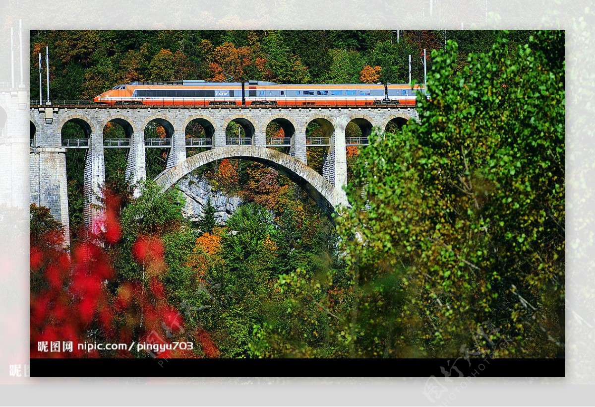 桥上的火车图片