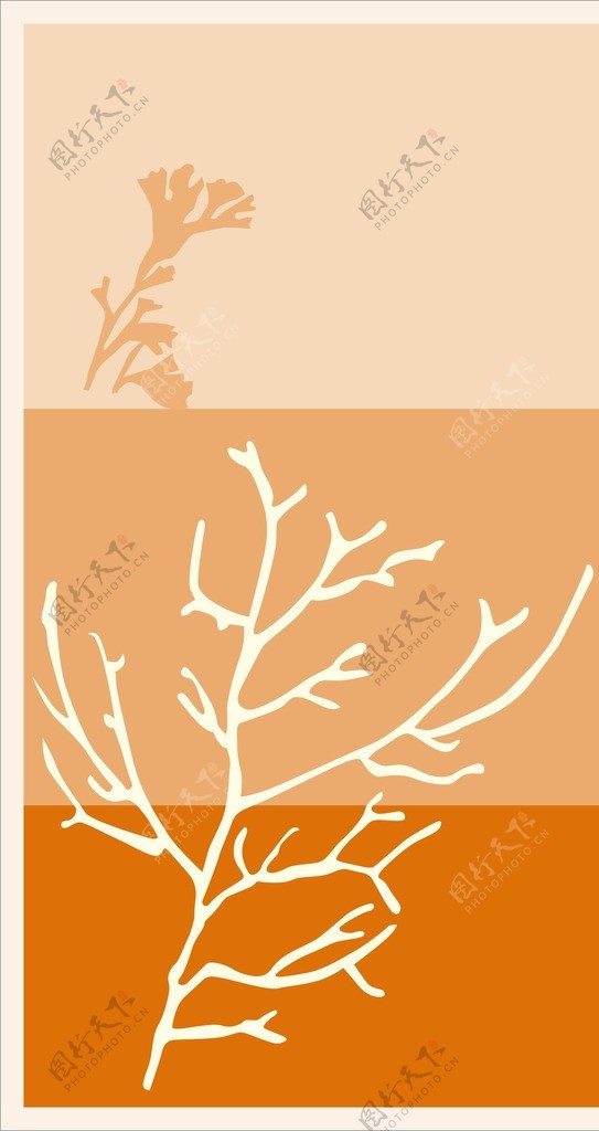 干枯的树枝三层色背景图片