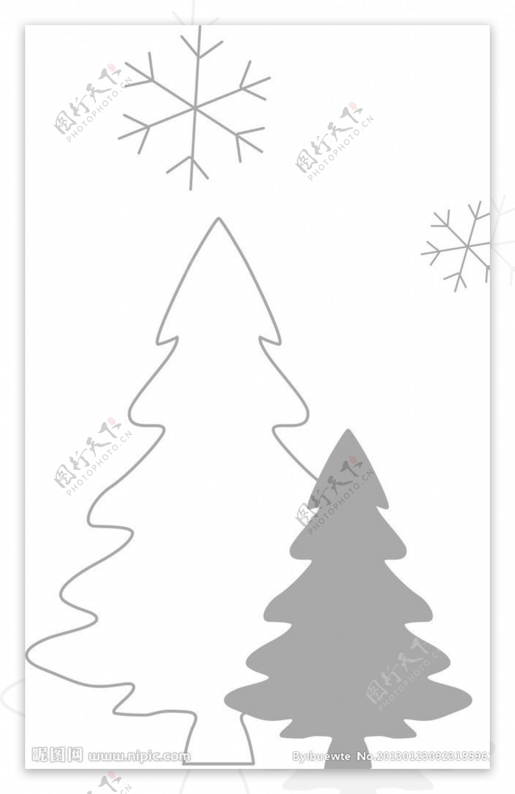银色圣诞树雪花图片