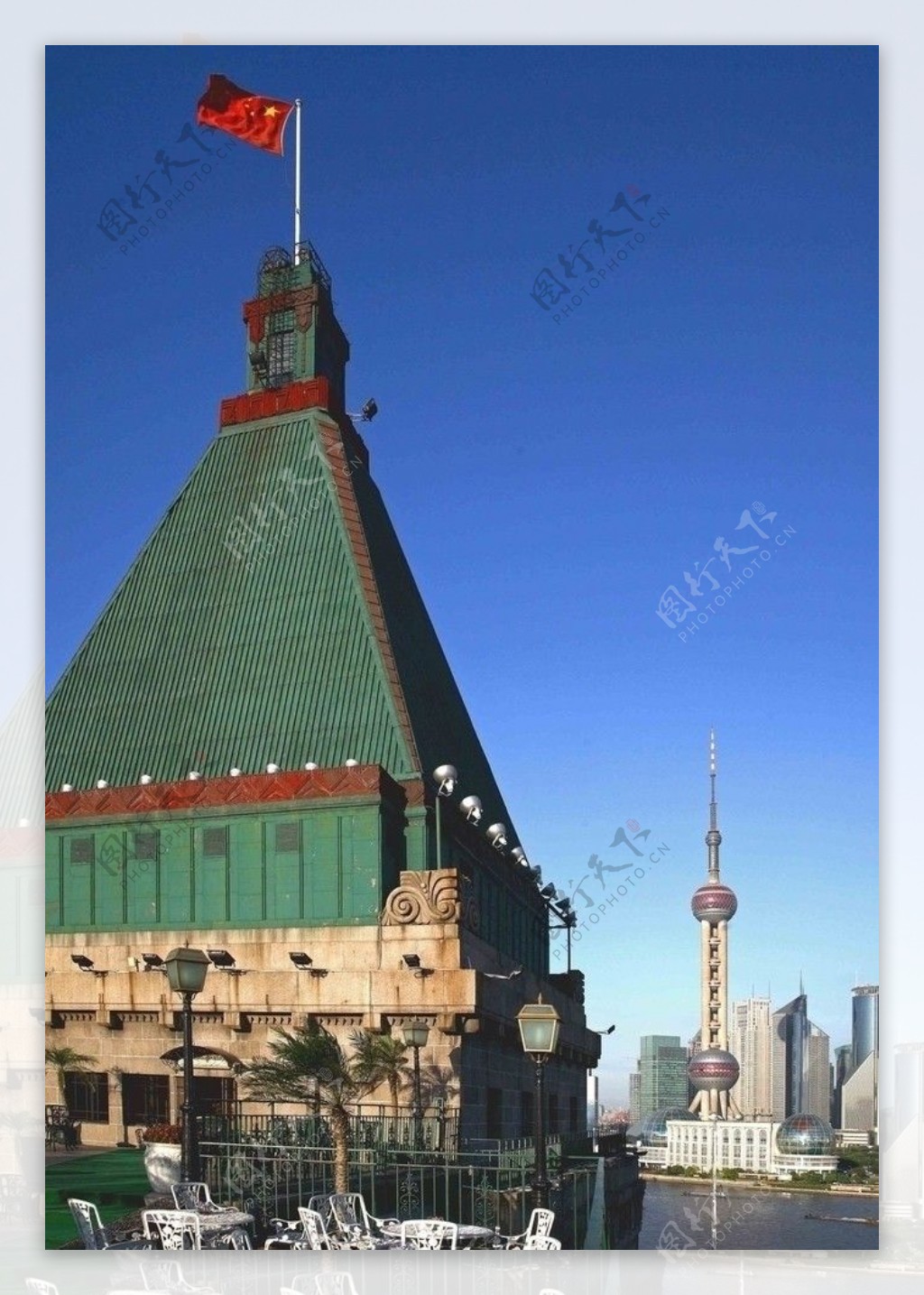 上海和平饭店的屋顶和屋顶花园图片