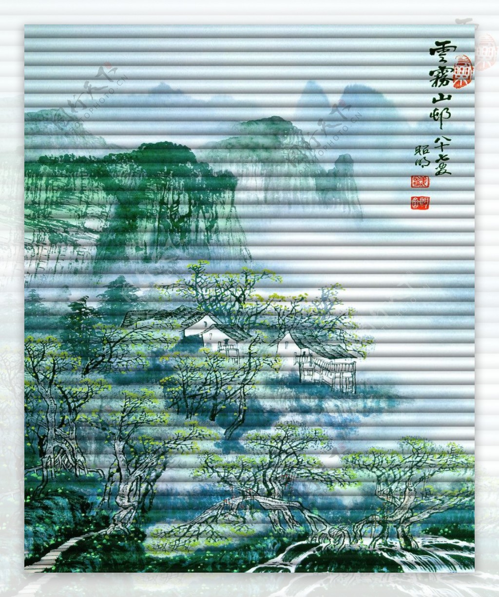 移门国画图片