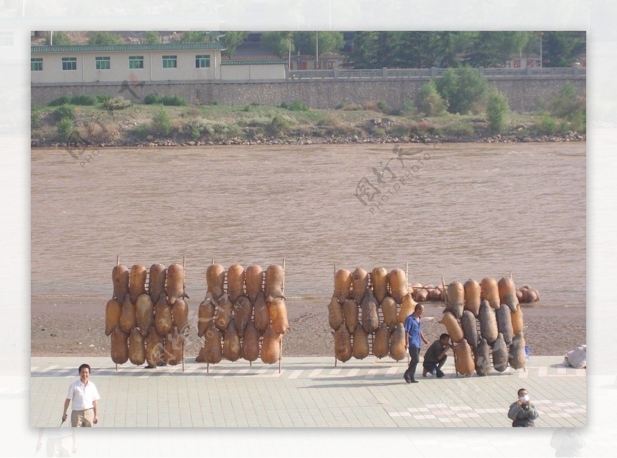 黄河边的羊皮筏子图片