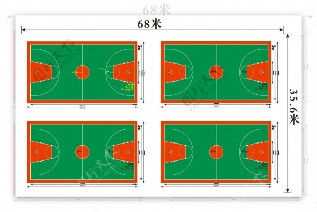 篮球场尺寸平面图图片
