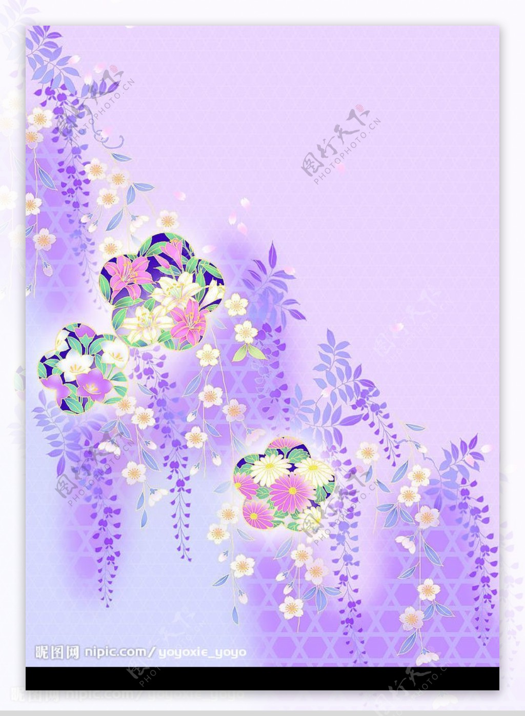 紫色碎花日本风格底纹图片
