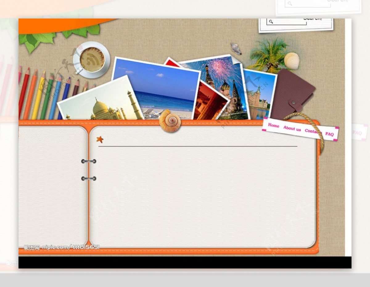 网页模板旅游日记psd图片