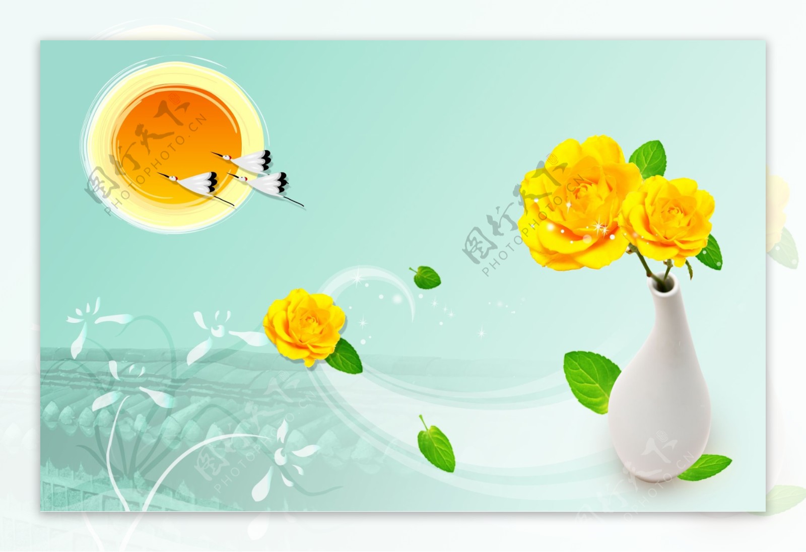 花瓶黄花图片