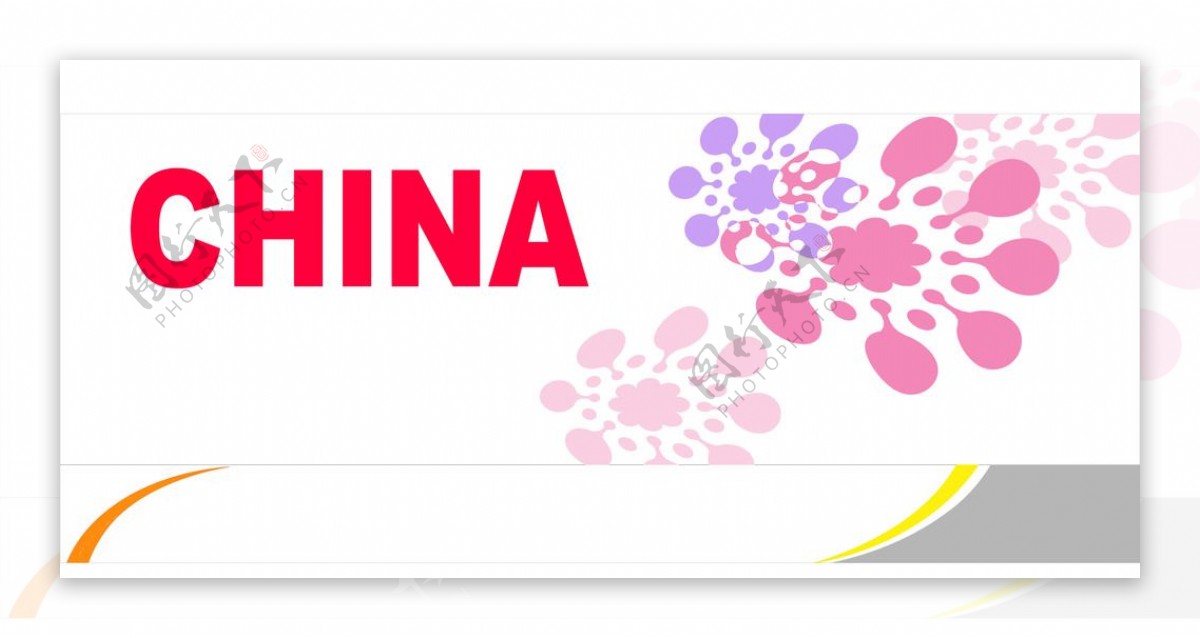 CHINA彩色雪花展板图片