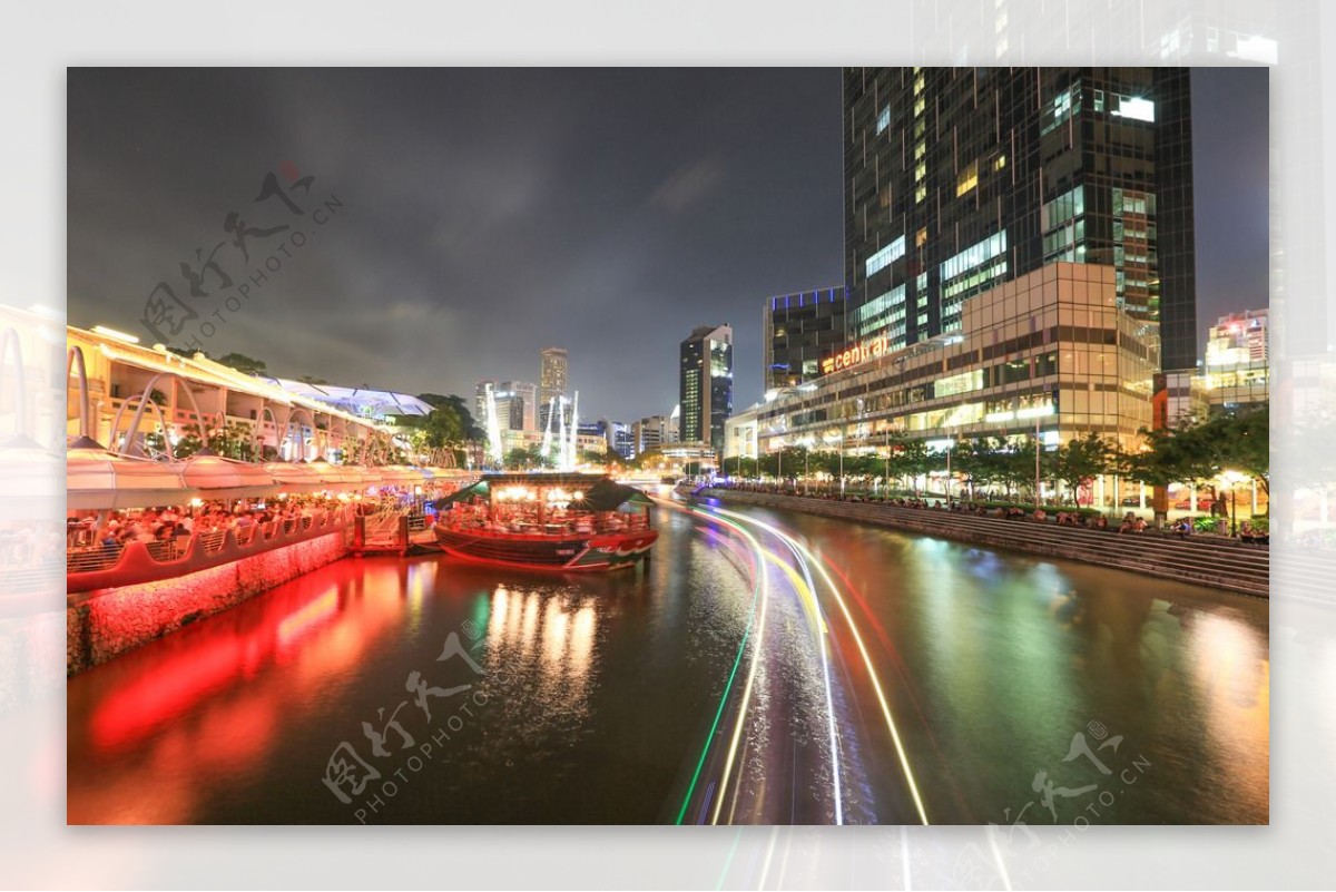 新加坡河岸夜景图片