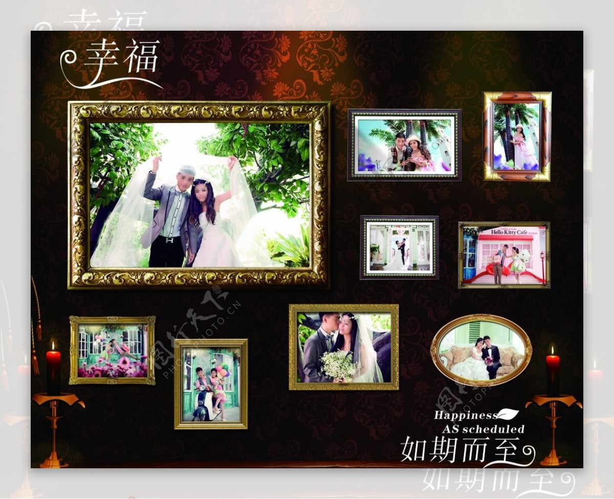 婚礼照片背景墙图片素材-编号14375826-图行天下
